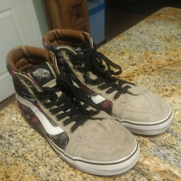 Vans Women’s 9/Mens 7.5 Shoes Aztec Woven & Leather Hi-Tops Skater Sk-8 Hi main image 10
